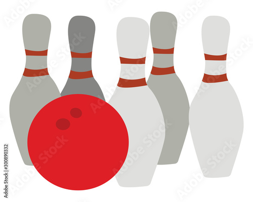 Bouling pin, illustration, vector on white background.