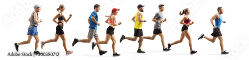 Foto Men and women running a marathon