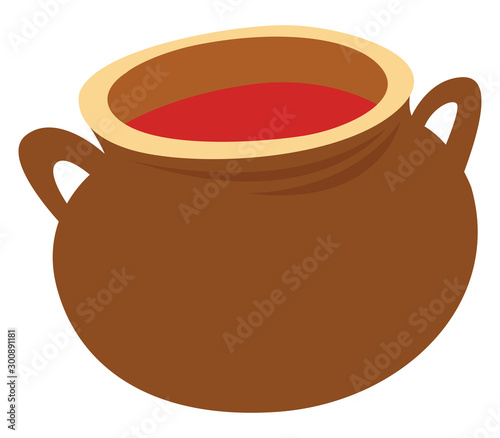 Clay pot, illustration, vector on white background.