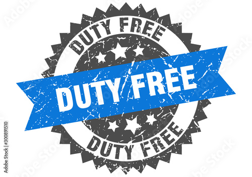 duty free grunge stamp with blue band. duty free