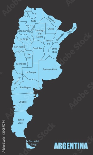 Canvas Print Argentina regions map