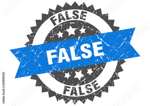 false grunge stamp with blue band. false