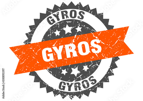 gyros grunge stamp with orange band. gyros