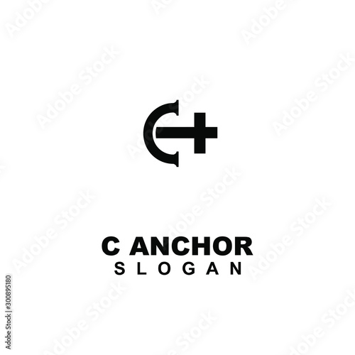 anchor with letter c modern logo icon design vector illustration