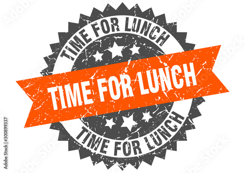 time for lunch grunge stamp with orange band. time for lunch