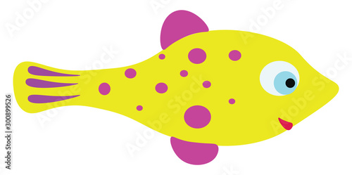 Happy fish, illustration, vector on white background.