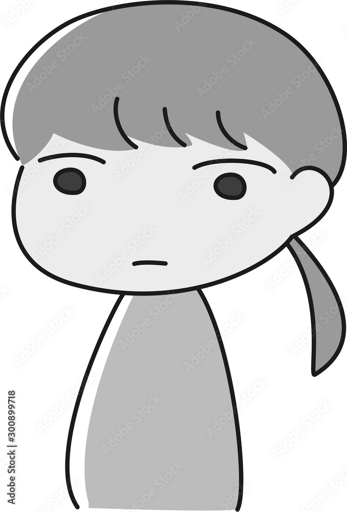 無表情 女性 呆然 ガーン ショック 左向き シンプル イラスト 白黒 Stock Vector Adobe Stock