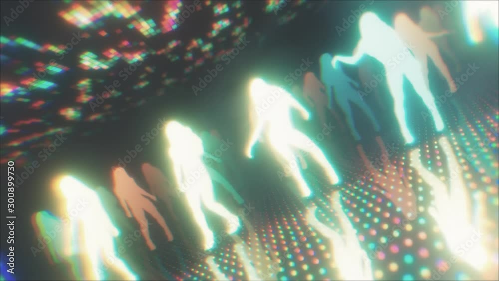 Abstract Retro Dancers Club Animation Concept