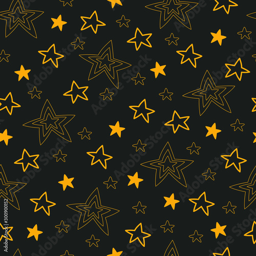 New Year's stars. Set of christmas stars, geometric seamless pattern. Festive background with copy space.