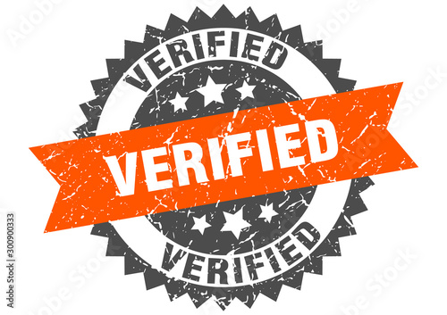 verified grunge stamp with orange band. verified