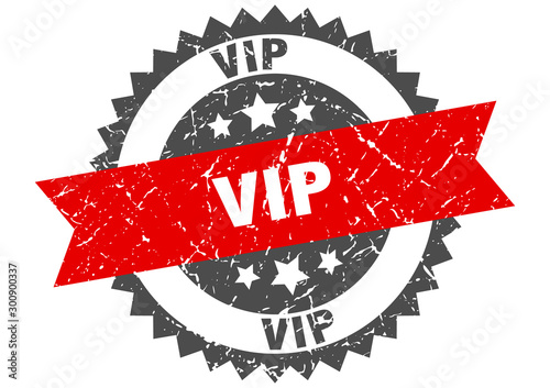 vip grunge stamp with red band. vip