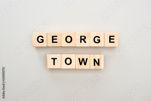 top view of wooden blocks with Georgetown lettering on grey background