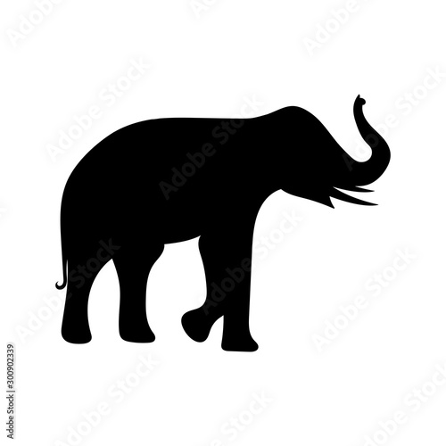 black image baby elephant Asia walking  graphics design vector outline Illustration isolated on white background