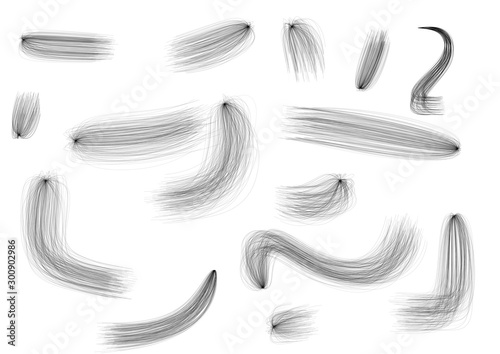 Set of black curved wavy lines brush