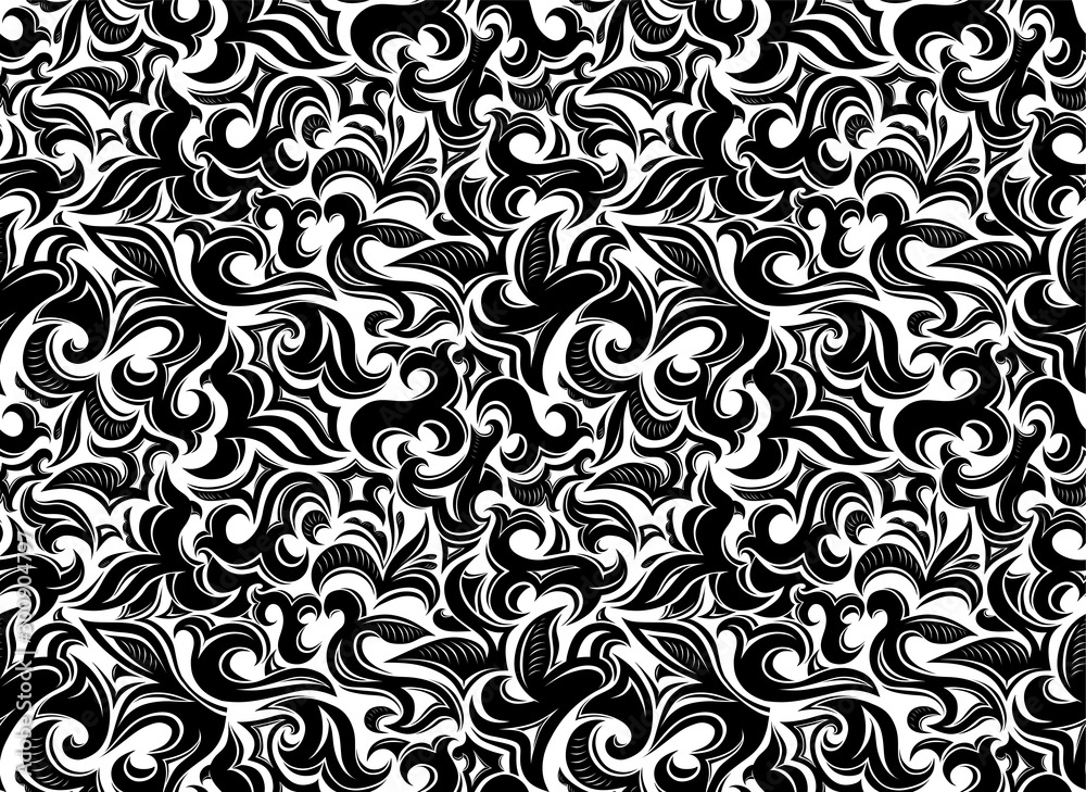 damask vintage seamless background with floral elements in Gothic, Baroque style. Royal texture, vector Eps 10