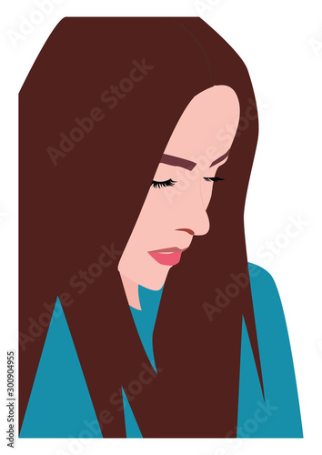 Girl with red hair, illustration, vector on white background.