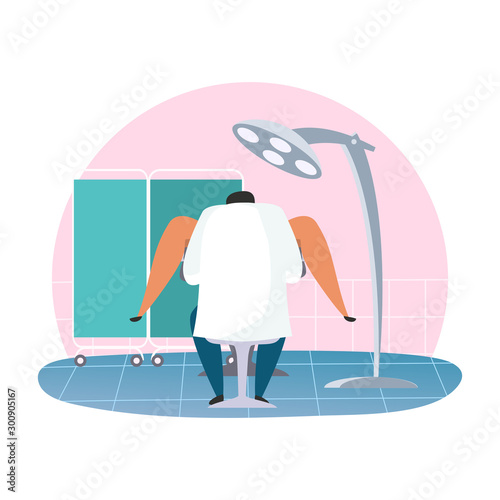 Gynecologist room with woman patient