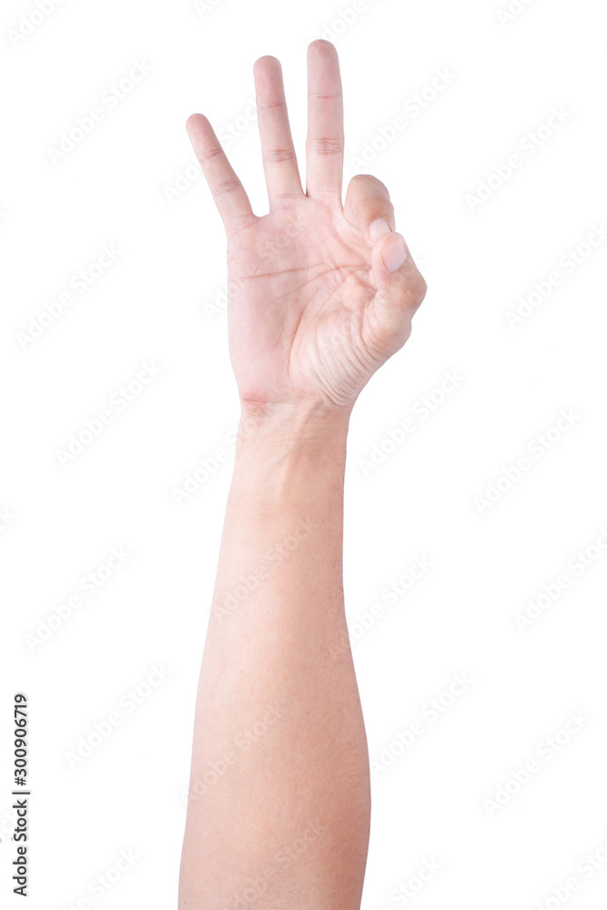 Male asian hand gestures isolated over the white background. Ok Action. Male asian hand gestures isolated over the white background. Ok Action.