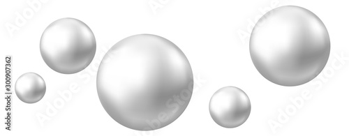 Canvas Print Realistic natural pearl isolated on white background.
