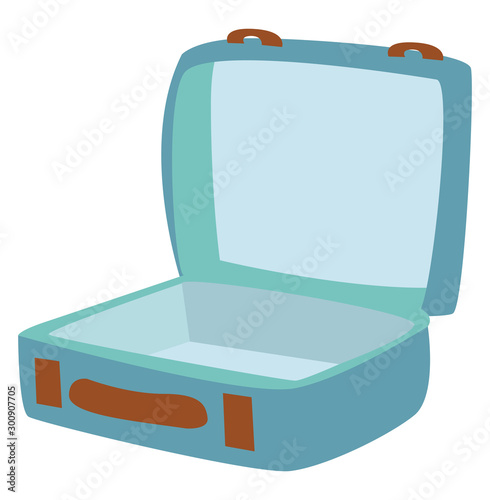 Open suitcase, illustration, vector on white background.