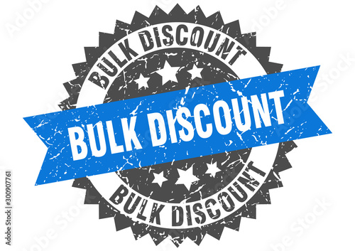 bulk discount grunge stamp with blue band. bulk discount