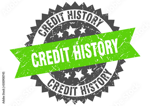 credit history grunge stamp with green band. credit history