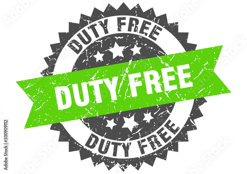 duty free grunge stamp with green band. duty free