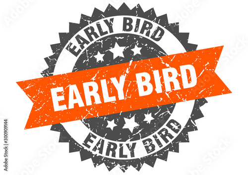 early bird grunge stamp with orange band. early bird