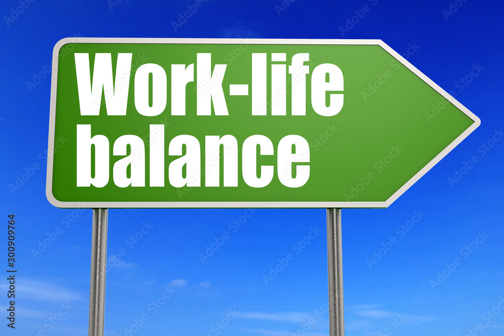 Work-life balance word with green road sign Work-life balance word with green road sign