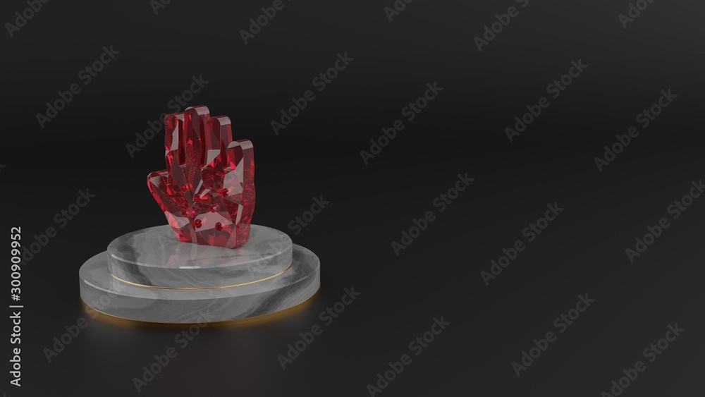 3D rendering of red gemstone symbol of allergies icon