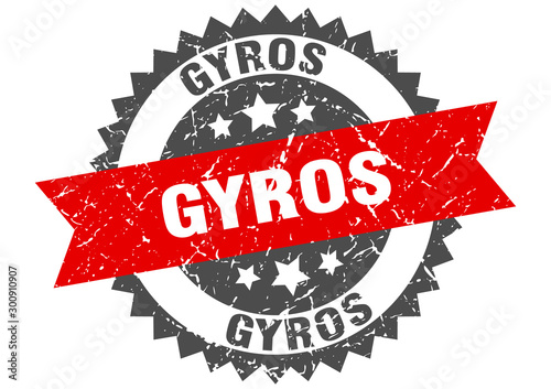 gyros grunge stamp with red band. gyros