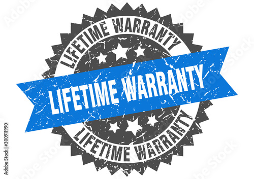 lifetime warranty grunge stamp with blue band. lifetime warranty
