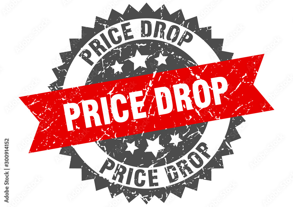 Obraz premium price drop grunge stamp with red band. price drop