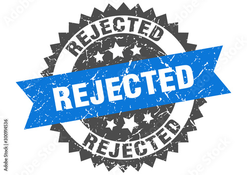 rejected grunge stamp with blue band. rejected