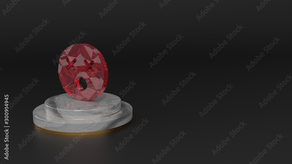 3D rendering of red gemstone symbol of dizzy icon 3D rendering of red gemstone symbol of dizzy icon