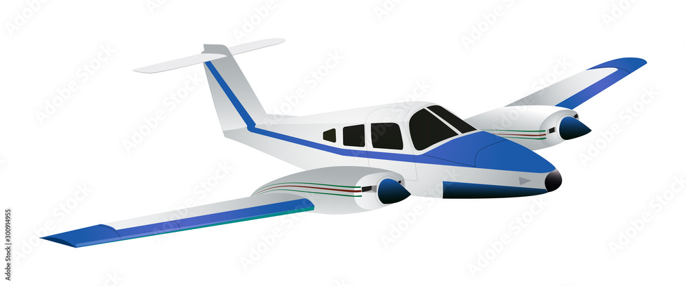 Fototapeta premium Cute cartoon jet isolated on a white background. Vector illustration.