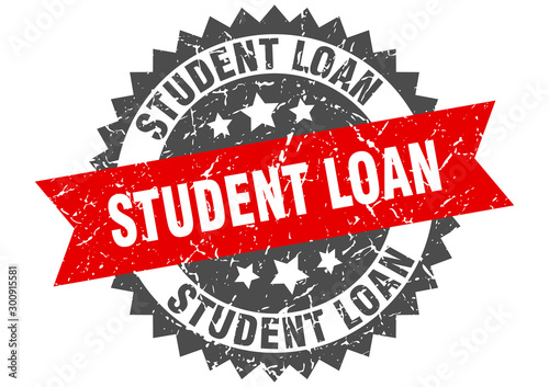 student loan grunge stamp with red band. student loan