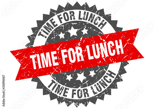 time for lunch grunge stamp with red band. time for lunch