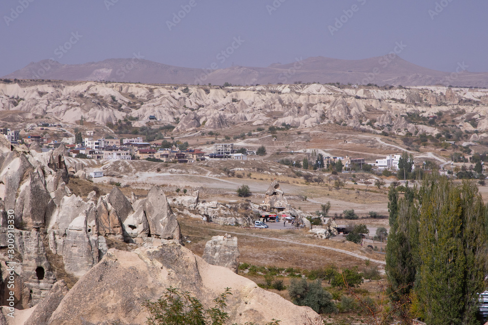 A view of the city of Goreme in the evening, Turkey.