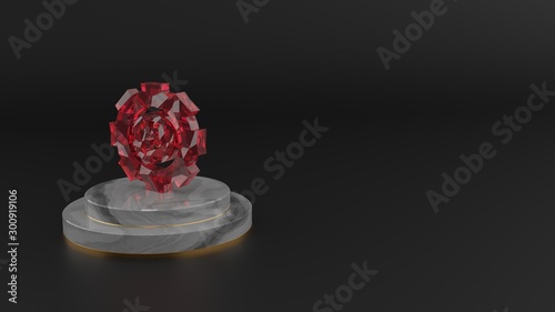 3D rendering of red gemstone symbol of info icon
