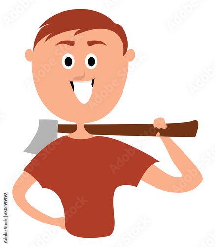 Woodcutter, illustration, vector on white background.