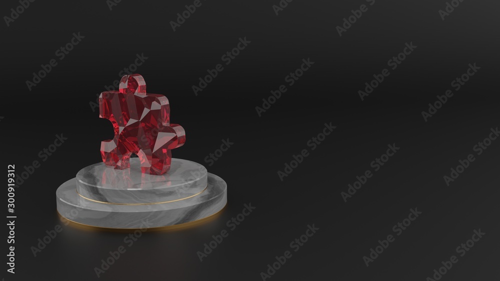 3D rendering of red gemstone symbol of interface icon 3D rendering of red gemstone symbol of interface icon