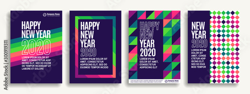 Set of designer covers for celebrating the new year. Event invitation flyer. EPS10 vector