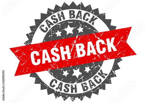 cash back grunge stamp with red band. cash back