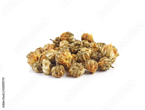 Dried chrysanthemum flowers isolated on white background