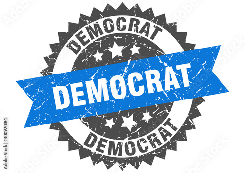democrat grunge stamp with blue band. democrat