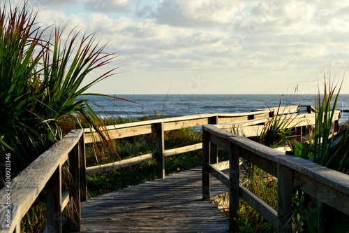 Boardwalk entrance to the beach St. Augustine, Florida at early morning