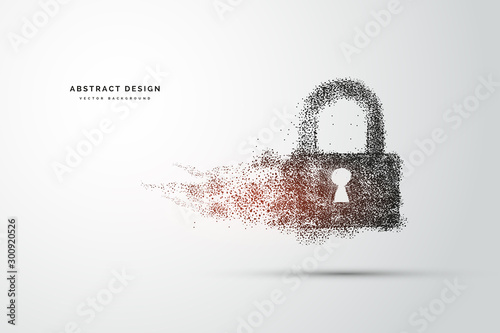 Points are connected and create a sign of the Cyber security concept lock. Technology and network concept. digital internet. Abstract background technology.Vector illustration