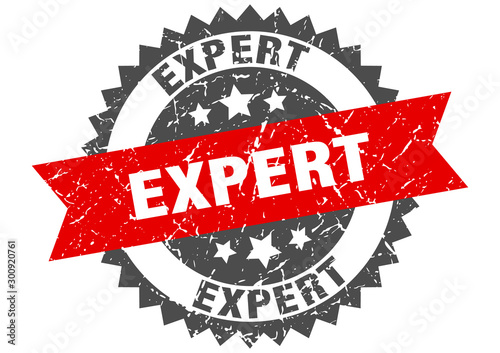 expert grunge stamp with red band. expert