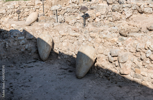 Archaeological excavations of storage facilities of the Ancient Shiloh archaeological site in Samaria region in Benjamin district, Israel photo